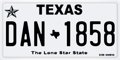 TX license plate DAN1858