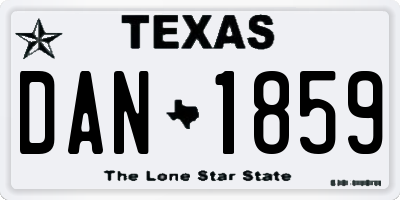TX license plate DAN1859