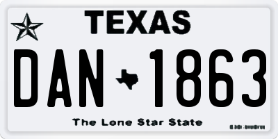 TX license plate DAN1863