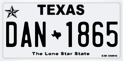 TX license plate DAN1865