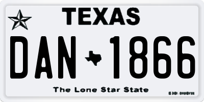 TX license plate DAN1866