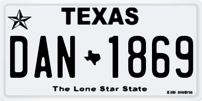 TX license plate DAN1869