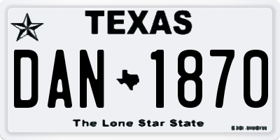 TX license plate DAN1870