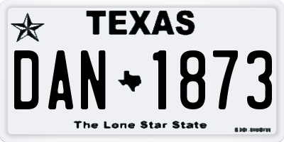 TX license plate DAN1873