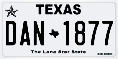 TX license plate DAN1877