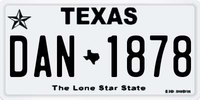 TX license plate DAN1878