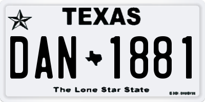 TX license plate DAN1881