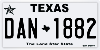 TX license plate DAN1882