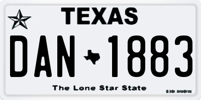 TX license plate DAN1883