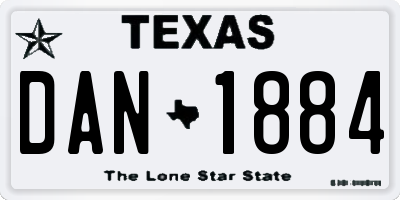 TX license plate DAN1884