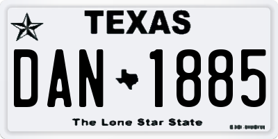 TX license plate DAN1885