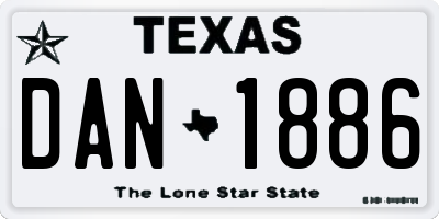 TX license plate DAN1886