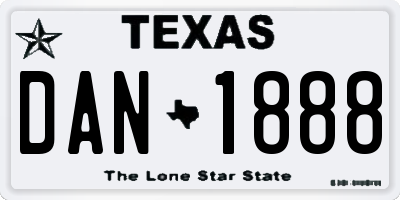 TX license plate DAN1888