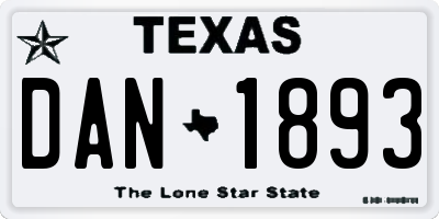 TX license plate DAN1893