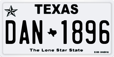 TX license plate DAN1896