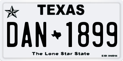 TX license plate DAN1899