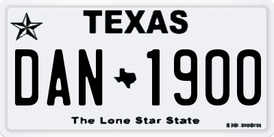 TX license plate DAN1900