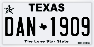 TX license plate DAN1909