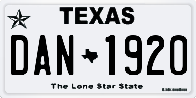 TX license plate DAN1920