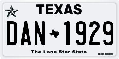 TX license plate DAN1929