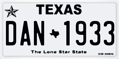 TX license plate DAN1933