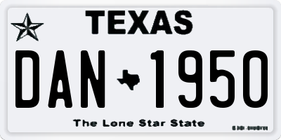 TX license plate DAN1950