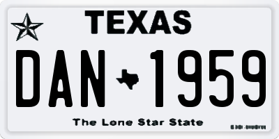 TX license plate DAN1959