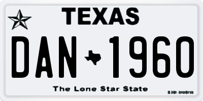 TX license plate DAN1960
