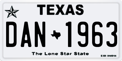 TX license plate DAN1963