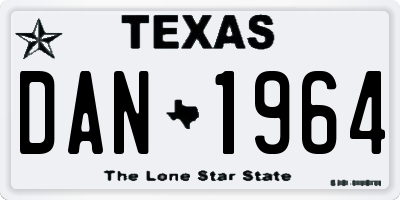 TX license plate DAN1964