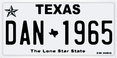 TX license plate DAN1965