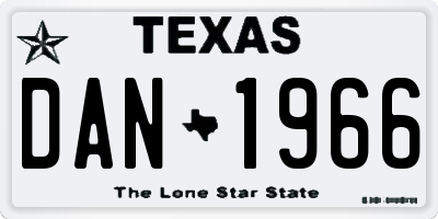 TX license plate DAN1966