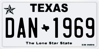 TX license plate DAN1969
