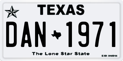 TX license plate DAN1971