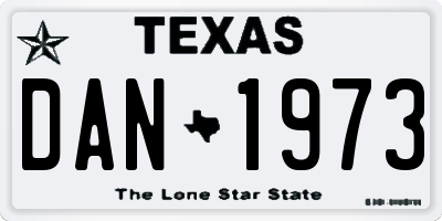 TX license plate DAN1973