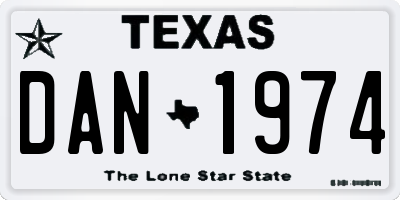 TX license plate DAN1974