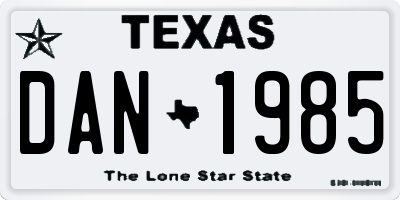 TX license plate DAN1985