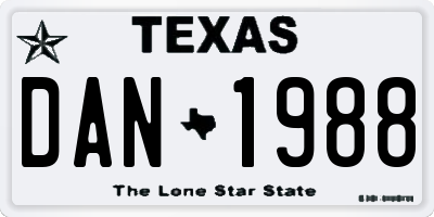 TX license plate DAN1988