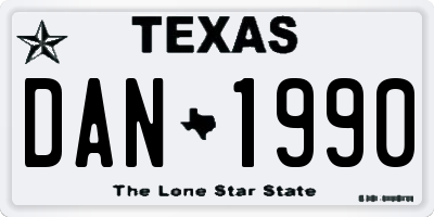 TX license plate DAN1990