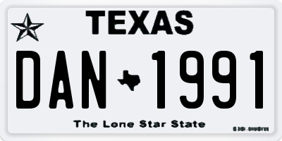 TX license plate DAN1991