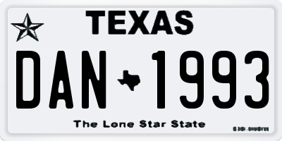 TX license plate DAN1993