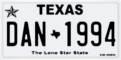 TX license plate DAN1994