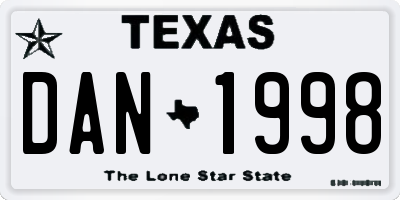 TX license plate DAN1998