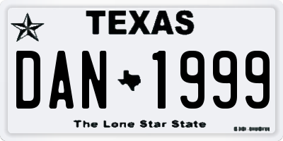 TX license plate DAN1999