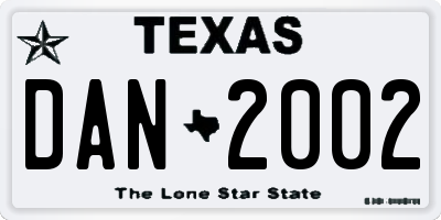 TX license plate DAN2002