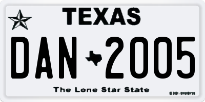TX license plate DAN2005