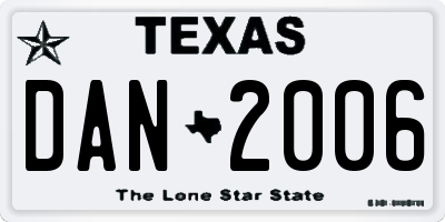 TX license plate DAN2006