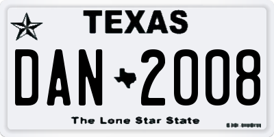 TX license plate DAN2008