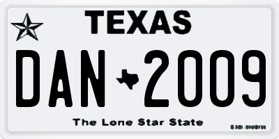 TX license plate DAN2009