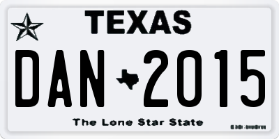 TX license plate DAN2015